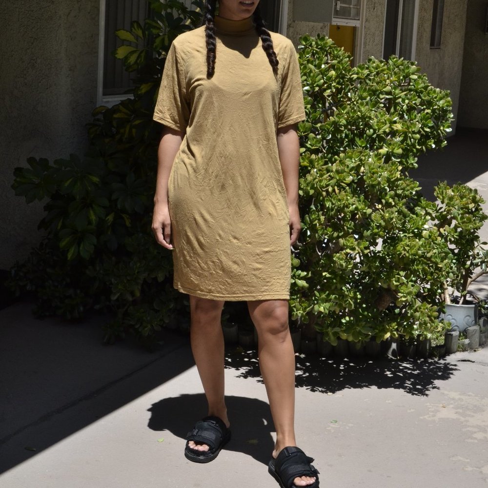 cheap monday mustard tan mock neck t shirt S